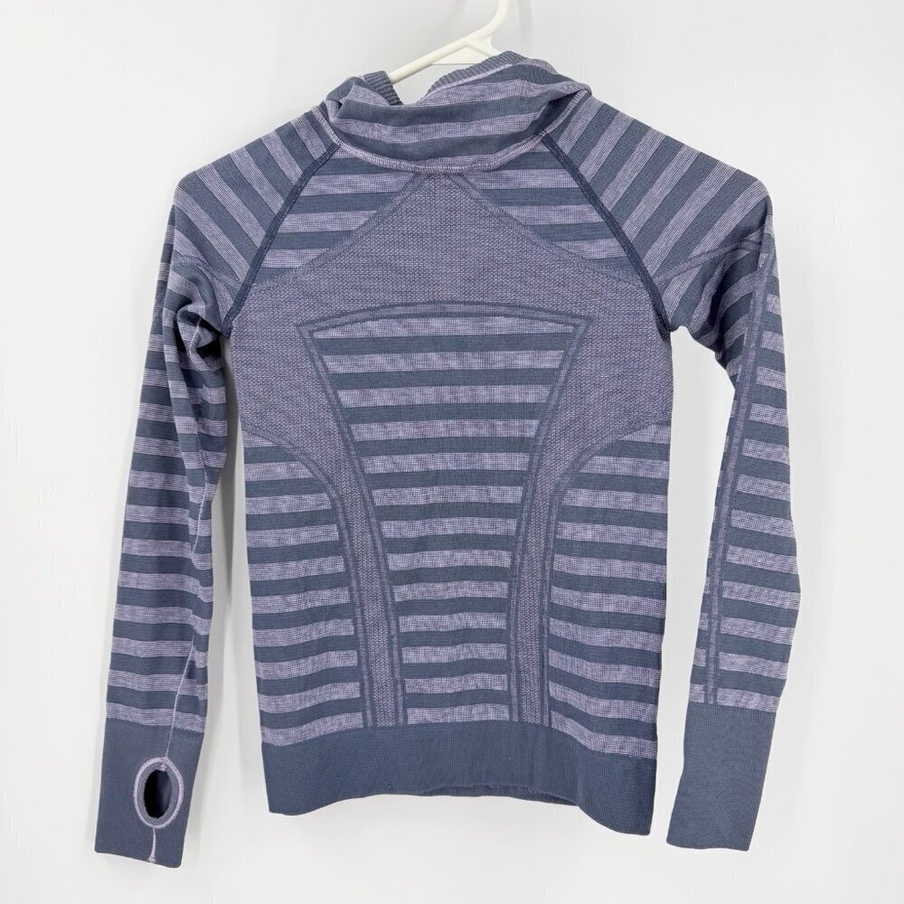 Ivivva Lululemon Girls Swiftly Fly Tech Hoodie Seamless Long Sleeve Top Purple 8
